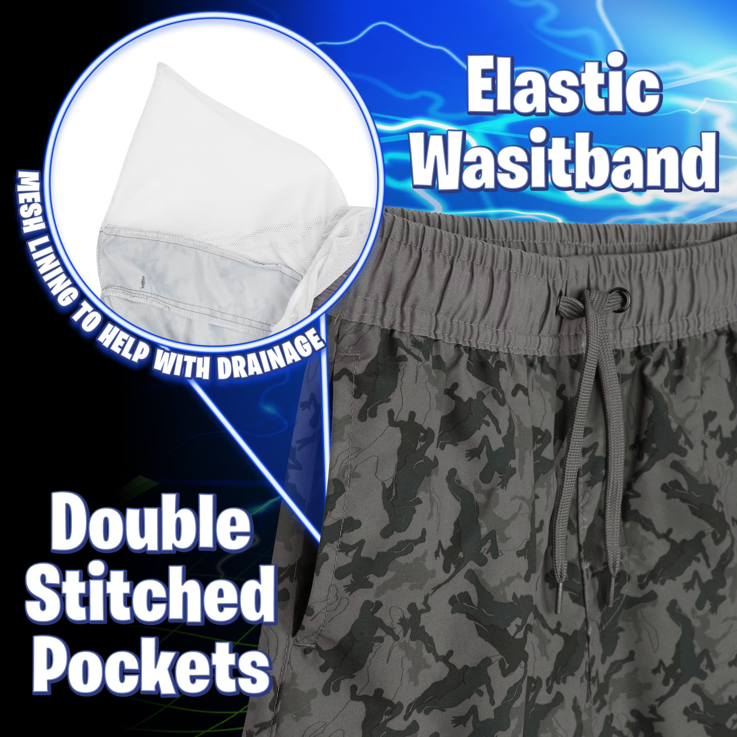 Fortnite Swim Shorts Trunks with Emote Print & Elasticated Waist for Boys Teens - Get Trend