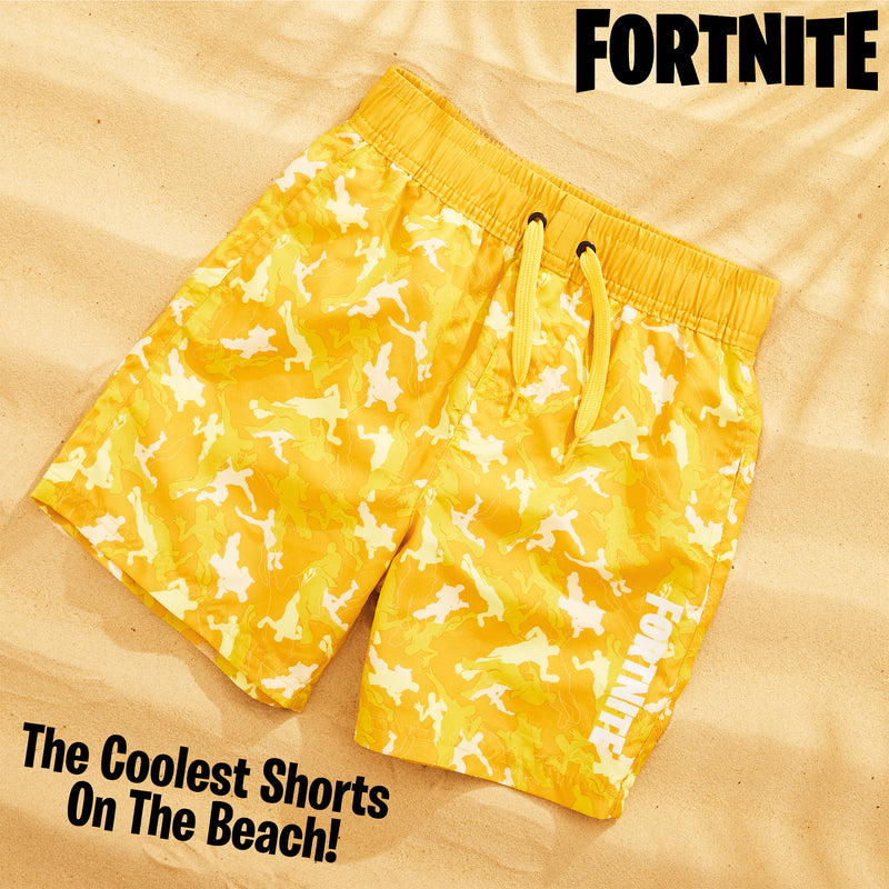 Fortnite Swim Shorts Trunks with Emote Print & Elasticated Waist for Boys Teens