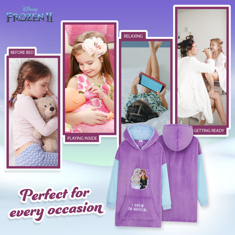 Disney Oversized Hoodie Blanket for Girls, Frozen Gifts for Girls (Multi)