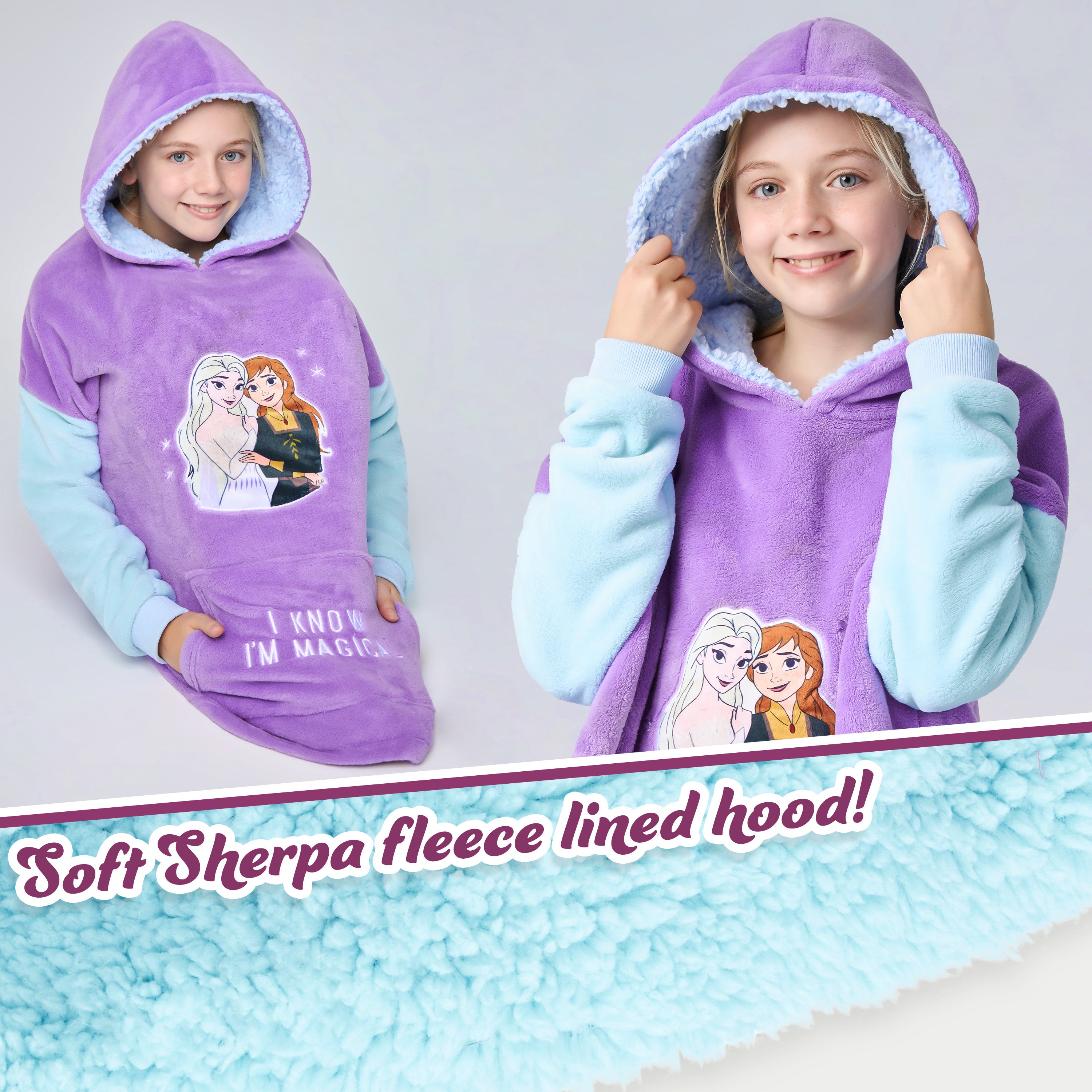 Disney Oversized Hoodie Blanket for Girls, Frozen Gifts for Girls (Multi) - Get Trend
