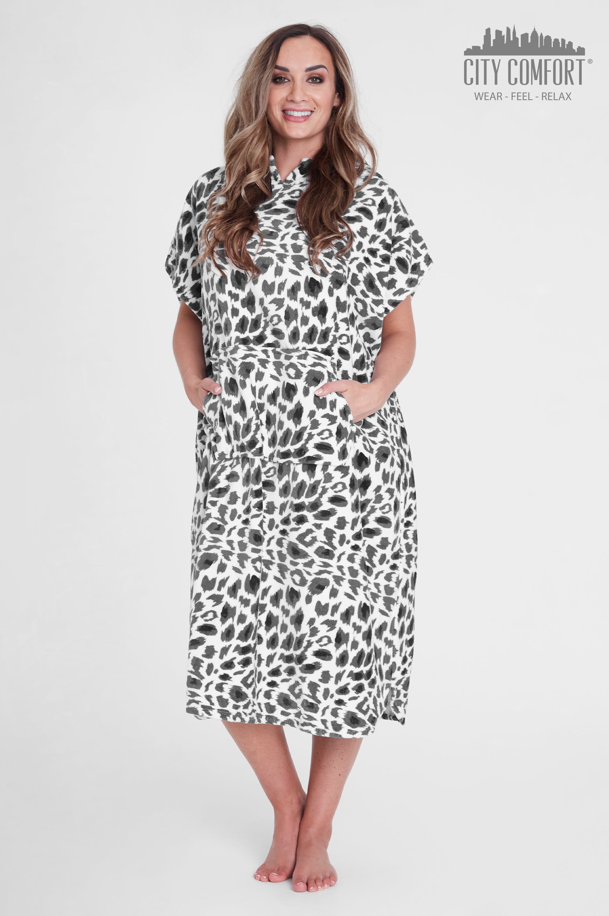 CityComfort Adults Hooded Towel Poncho Hooded Terry Towelling Poncho - Get Trend