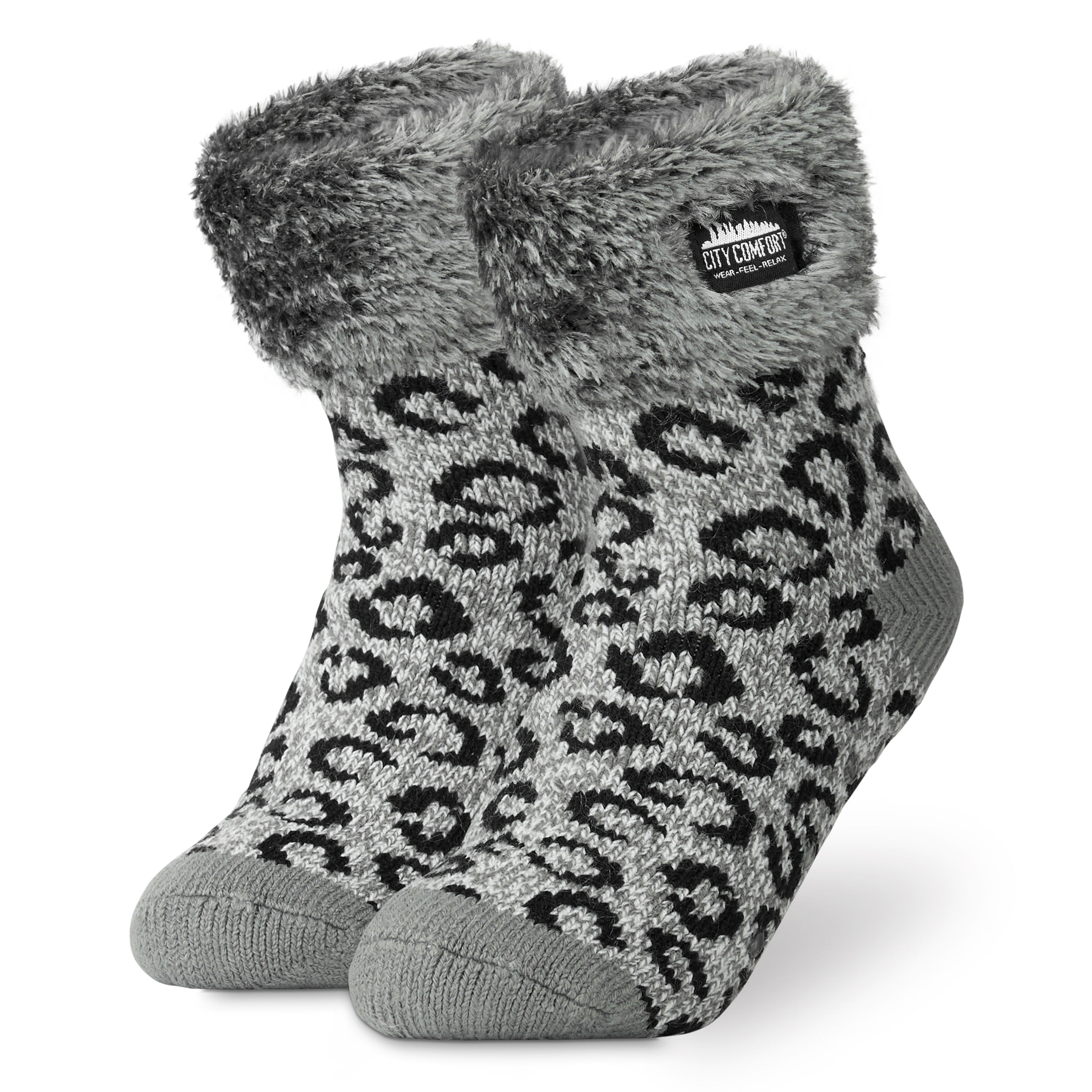 CityComfort Slipper Socks, Women Fluffy Socks Non Slip, Warm Cosy Gifts for Her Multiple Designs
