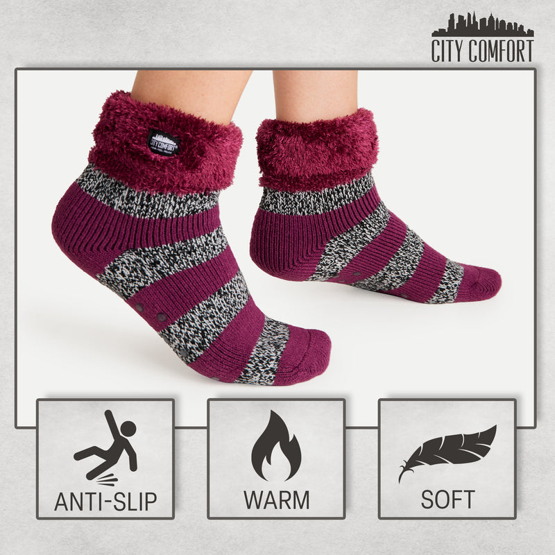 CityComfort Slipper Socks, Women Fluffy Socks Non Slip, Warm Cosy Gifts for Her Multiple Designs