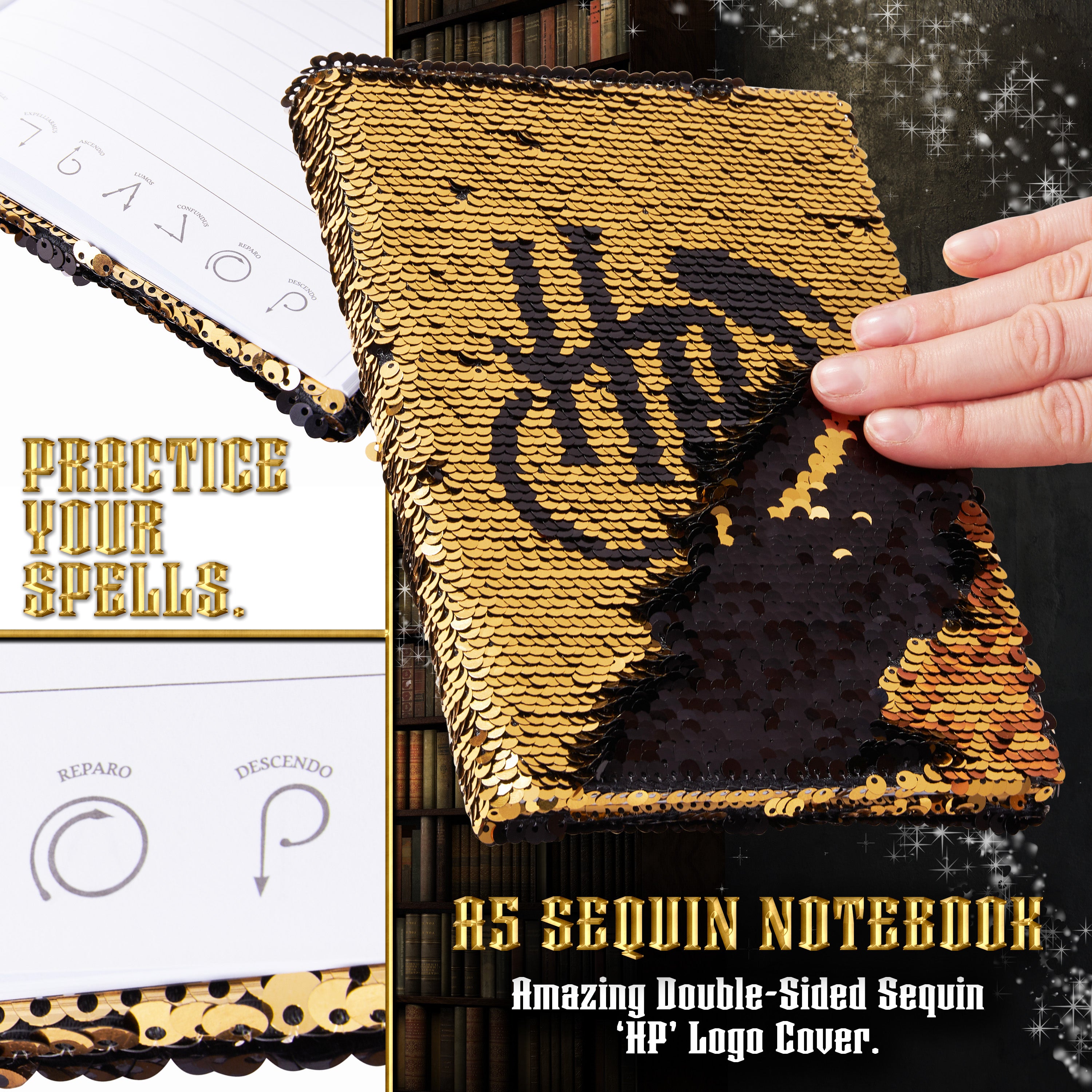 Harry Potter Sequin Journal Diary Notebook with Wand Pen For Girls Boys Teenager - Get Trend