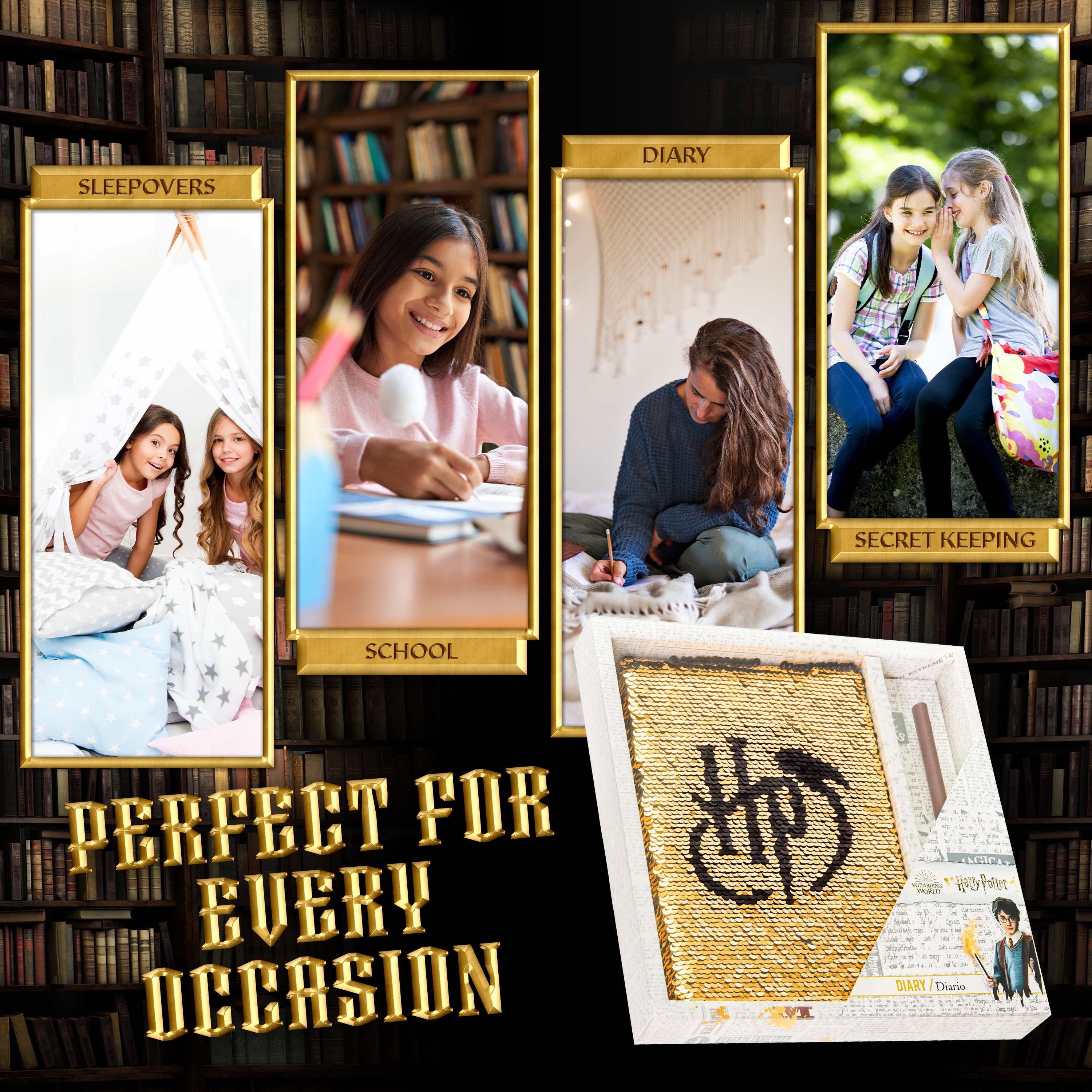 Harry Potter Sequin Journal Diary Notebook with Wand Pen For Girls Boys Teenager - Get Trend