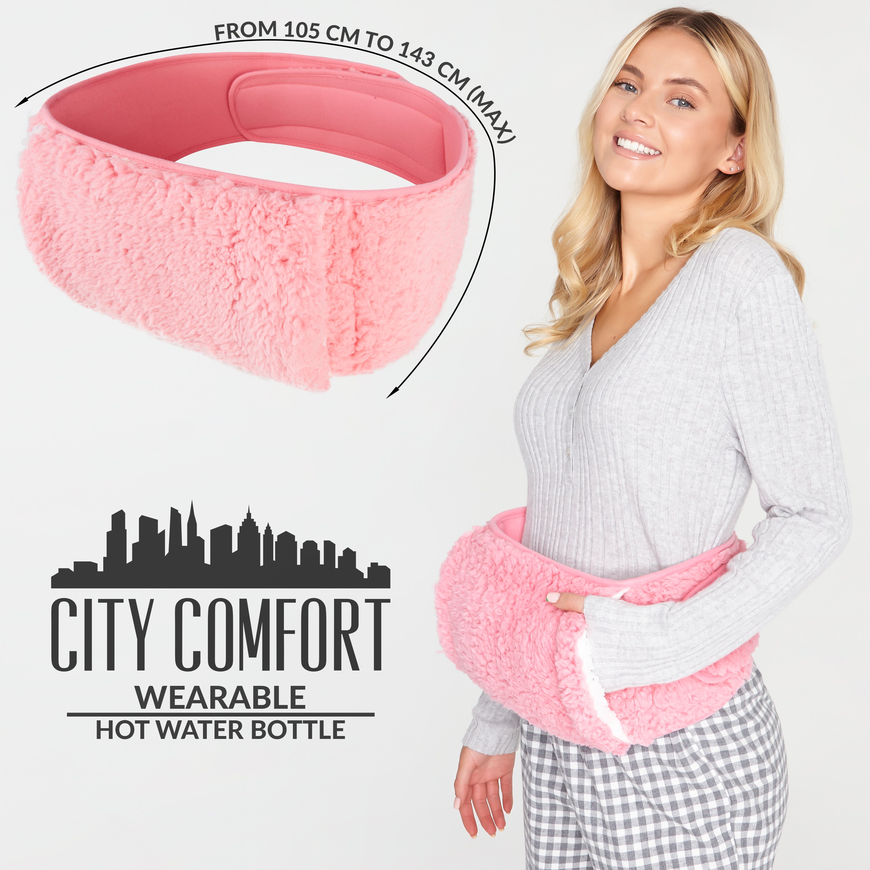 CityComfort Hot Water Bottle Belt, Wearable Hot Water Bottle Pouch (Pink) - Get Trend