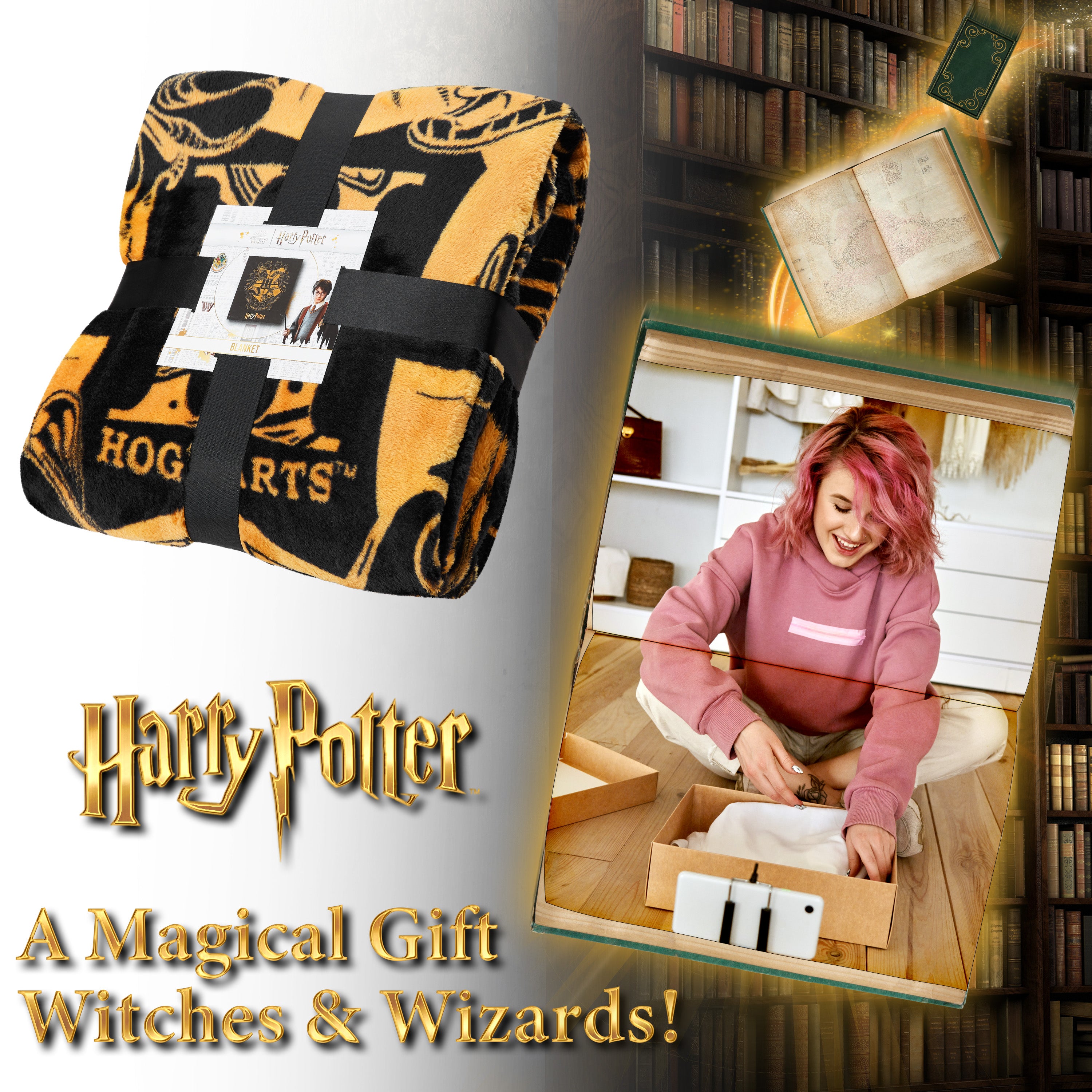 Harry Potter Throw Blanket, Hogwarts Fleece Blanket - Get Trend