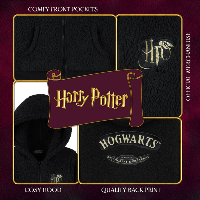 Harry Potter Sherpa Hoodie for Girls, Zip Up Fleece Fluffy Hoodie