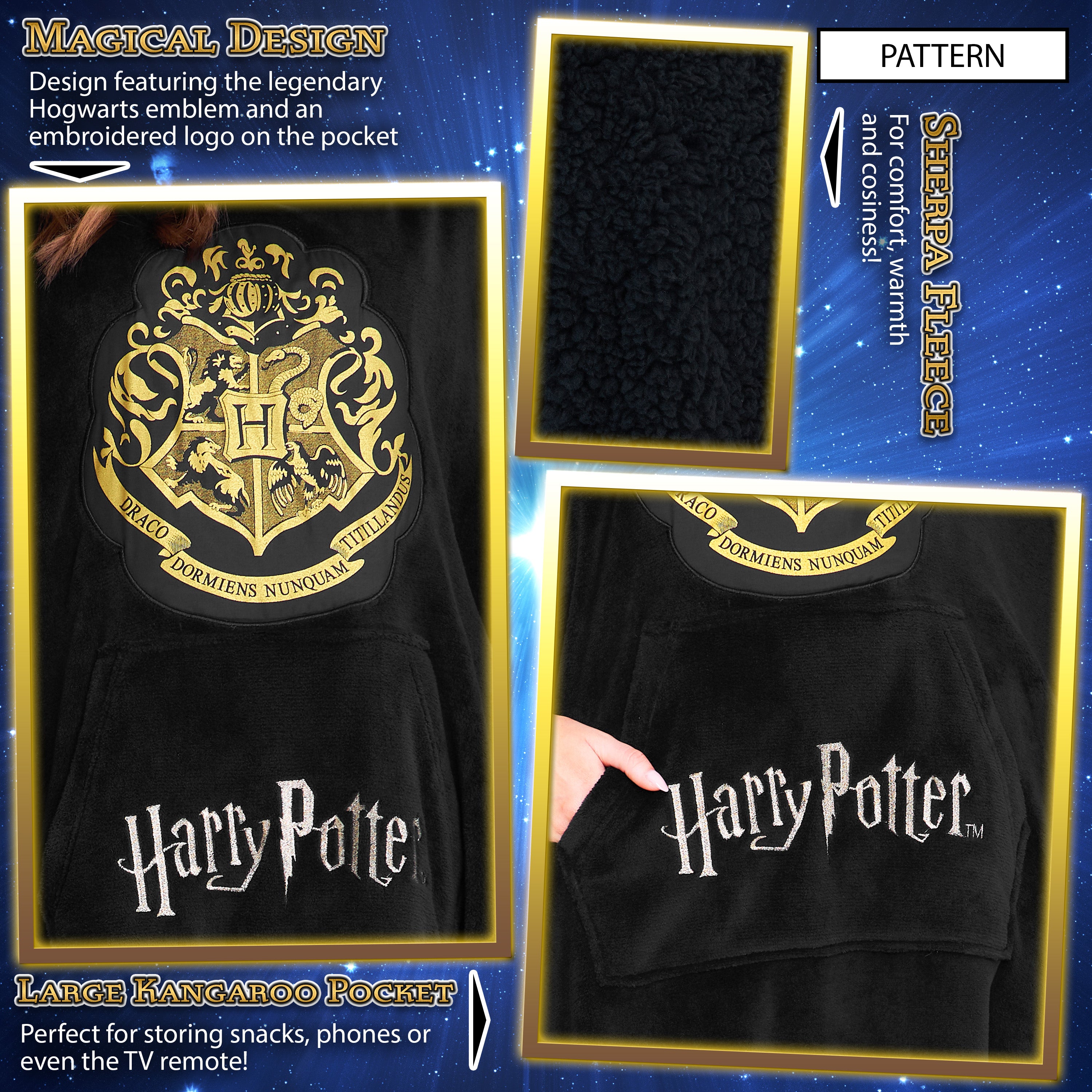 Harry Potter Oversized Blanket Hoodie for Women Men and Teens, Fleece Wearable Blanket - Get Trend