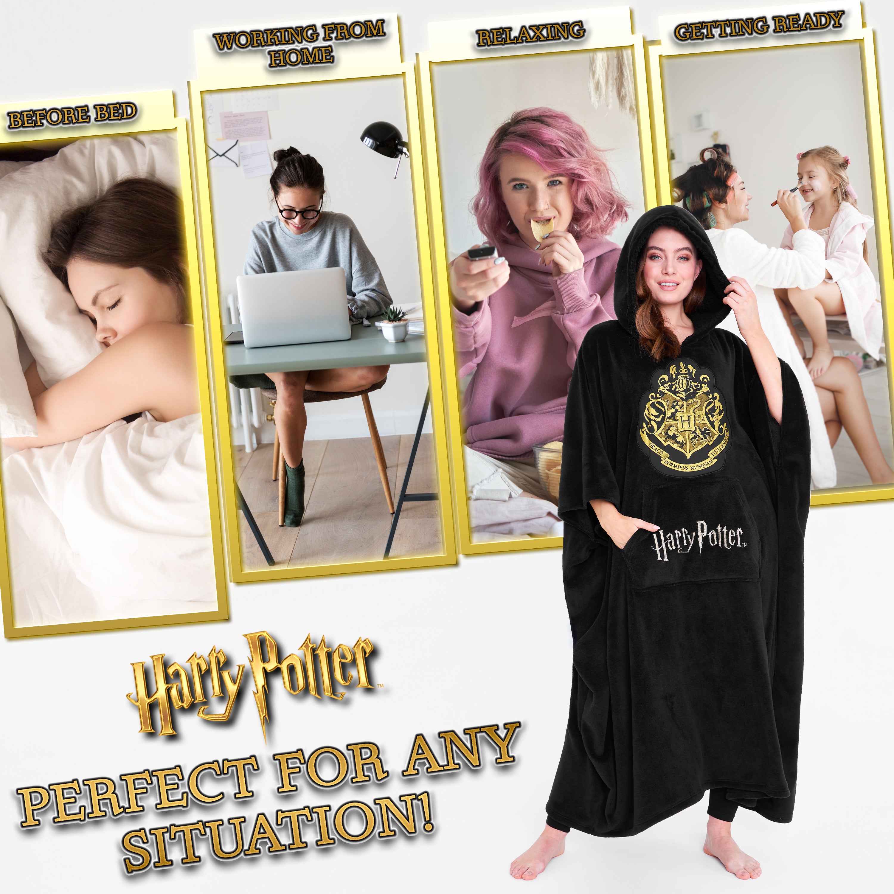 Harry Potter Oversized Blanket Hoodie for Women Men and Teens, Fleece Wearable Blanket - Get Trend