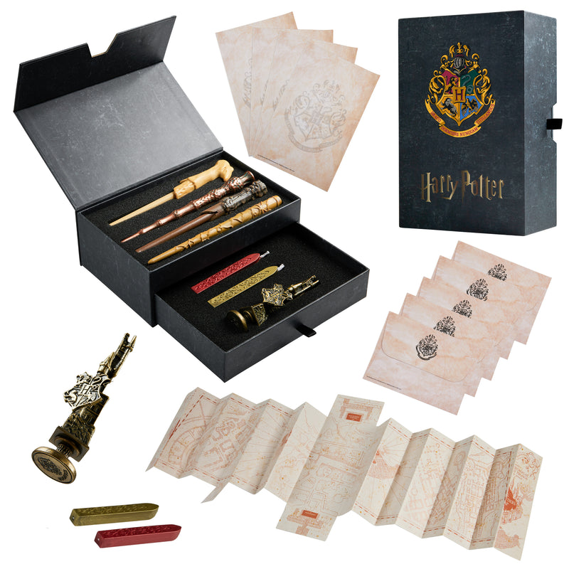 Harry Potter Gifts Writing Set Keepsake Box with Wand Letters Stamp Wax Seal Marauders Map and Pens Set