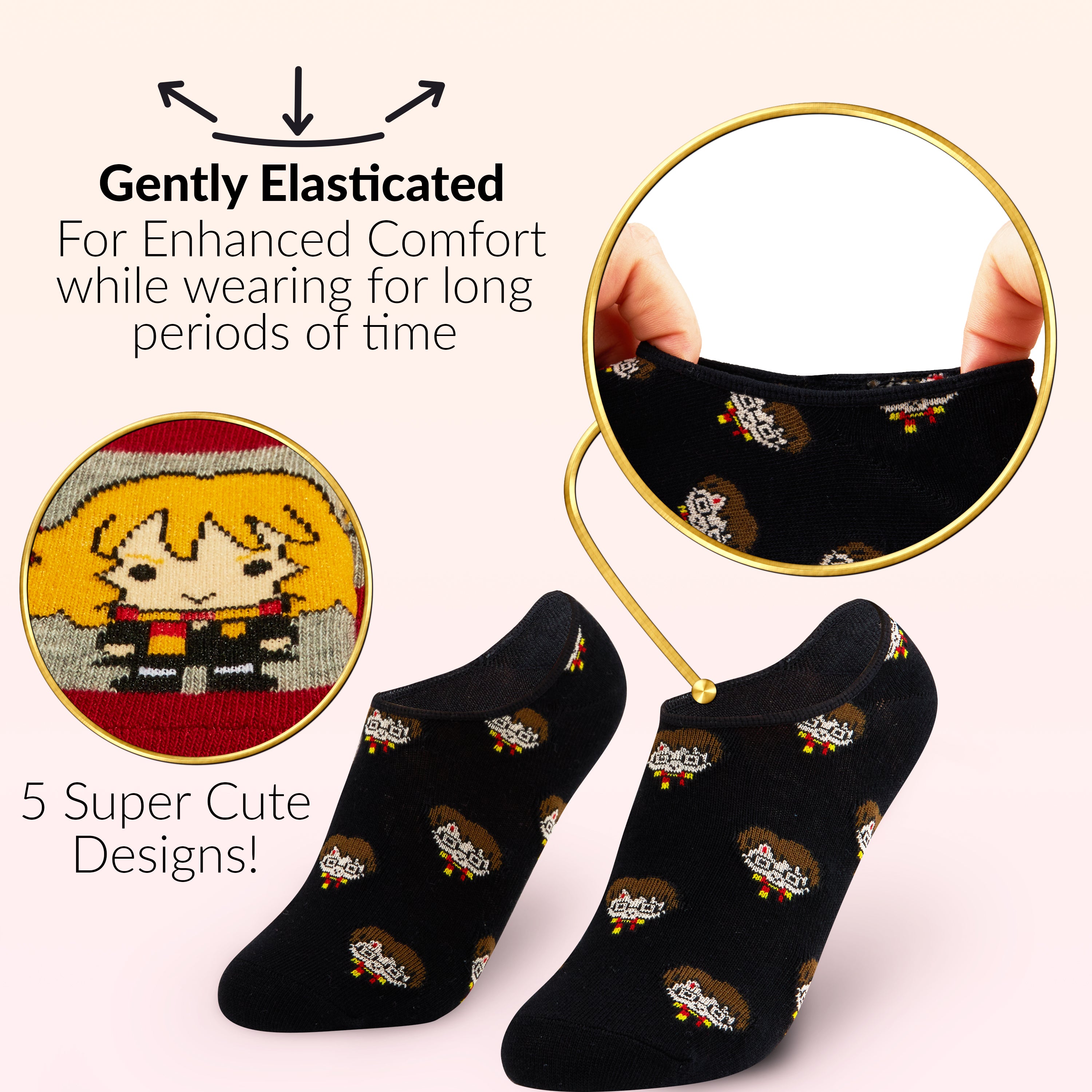 Harry Potter Socks 5 Pairs No Show Trainer Socks for Girls 12-3.5 - Get Trend
