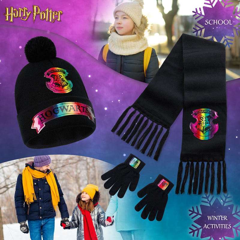 Harry Potter Beanie Hat Scarf and Gloves Set Kids, Gifts for Girls