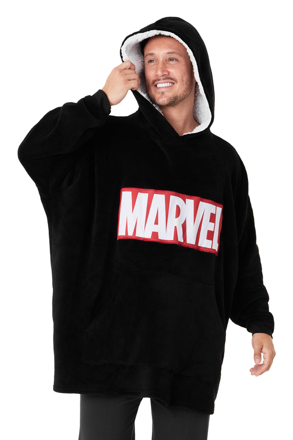 Marvel Hoodies For Men, BLACK Fleece Oversized Hoodie Blanket, Avengers Gifts for Men