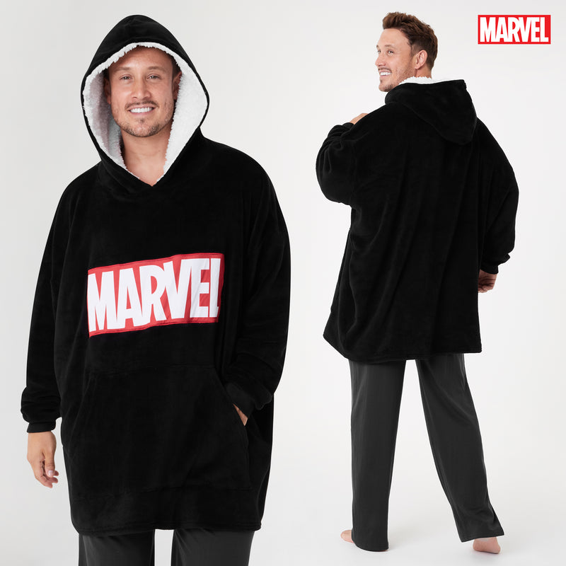Marvel Hoodies For Men, BLACK Fleece Oversized Hoodie Blanket, Avengers Gifts for Men