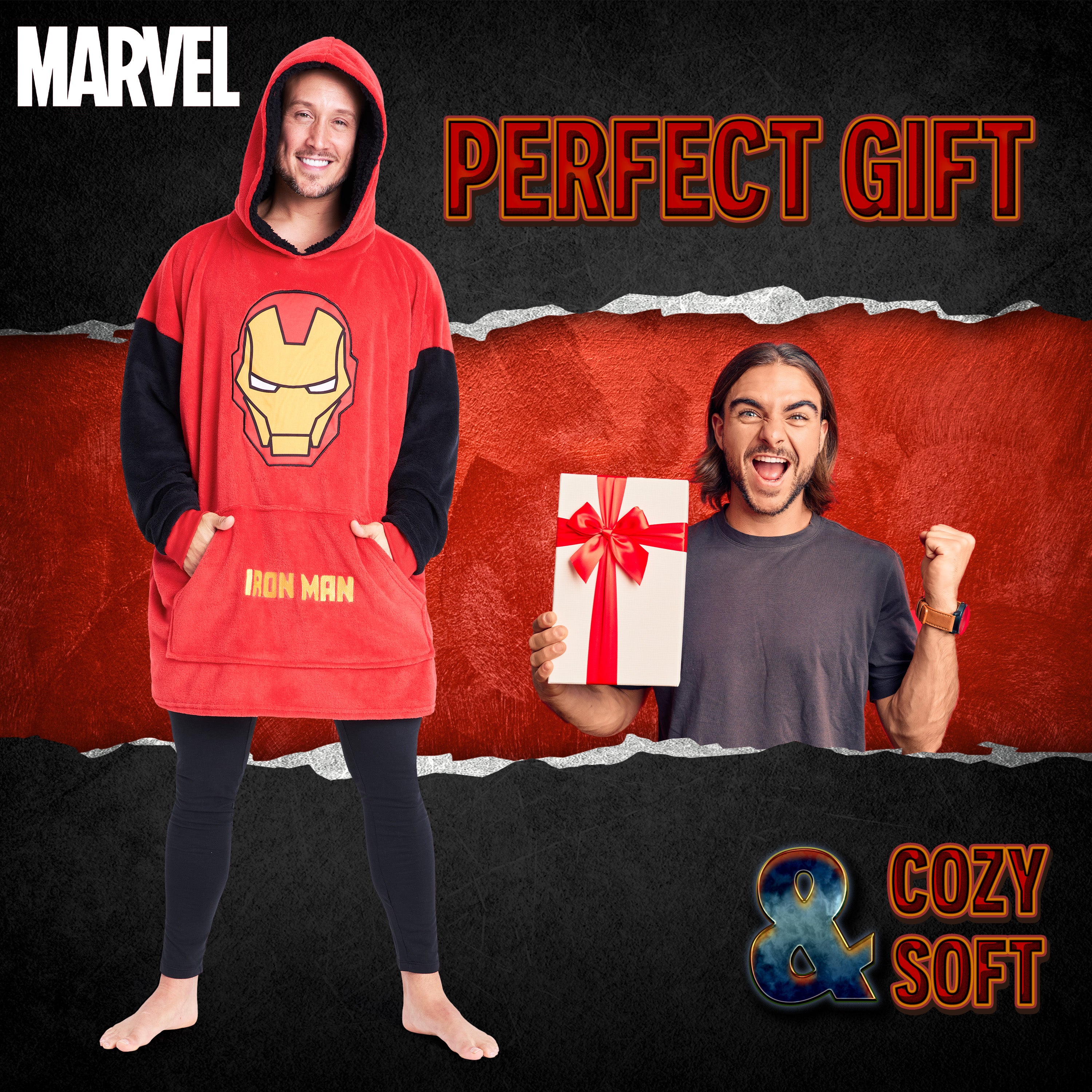 Marvel Oversized Hoodie Blanket for Men - Iron Man - Get Trend