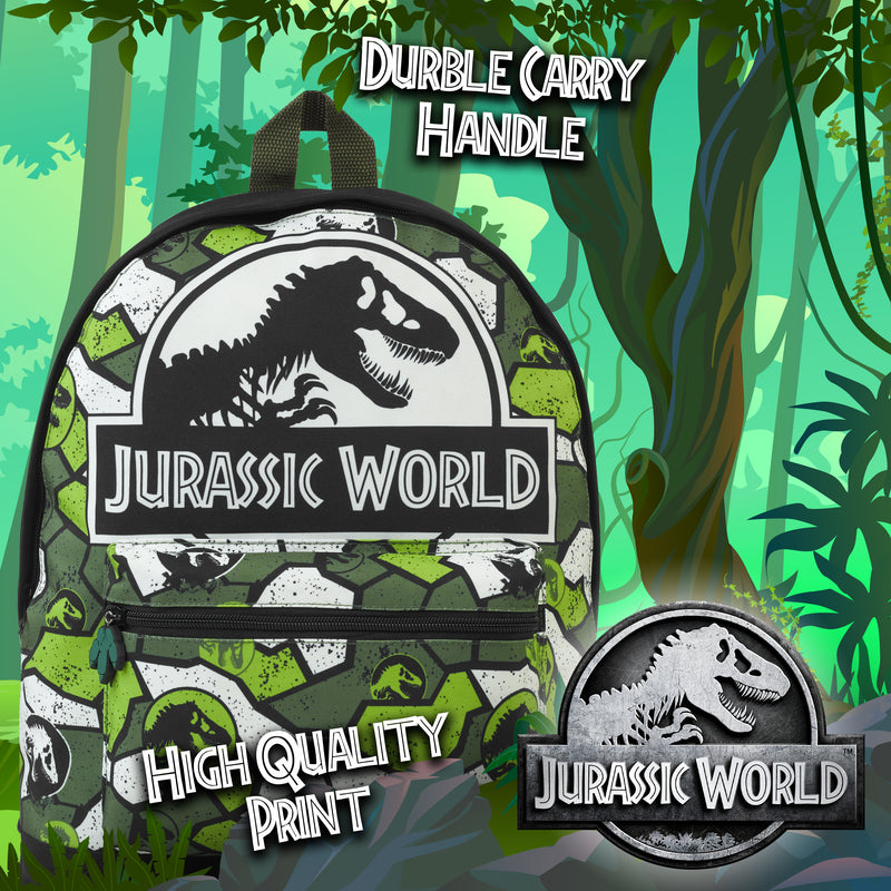 Jurassic World Backpack with Camouflage Print & Sequin Design, Boys Girls Teens