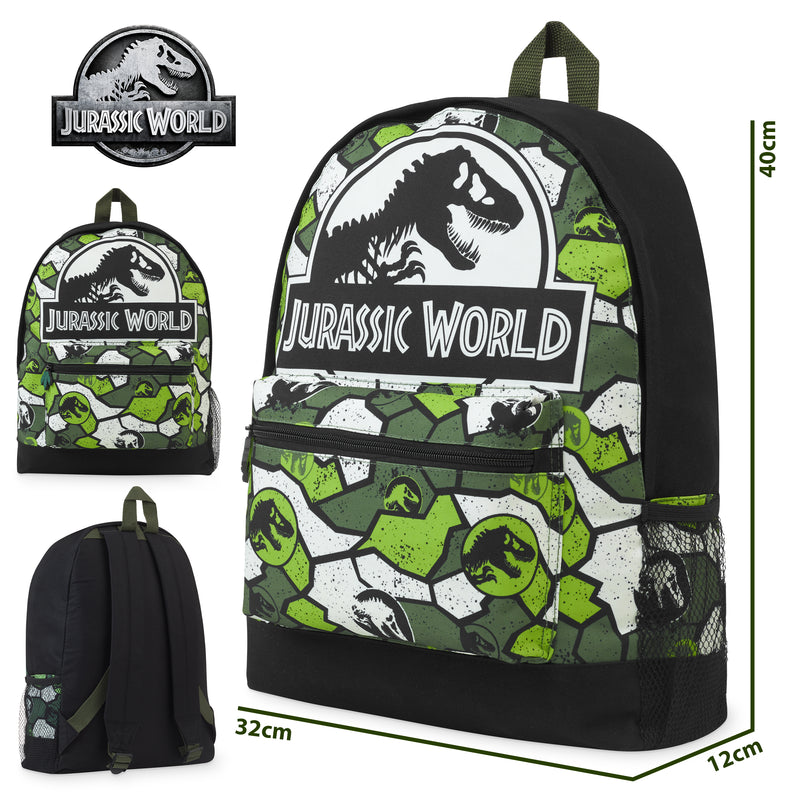 Jurassic World Backpack with Camouflage Print & Sequin Design, Boys Girls Teens