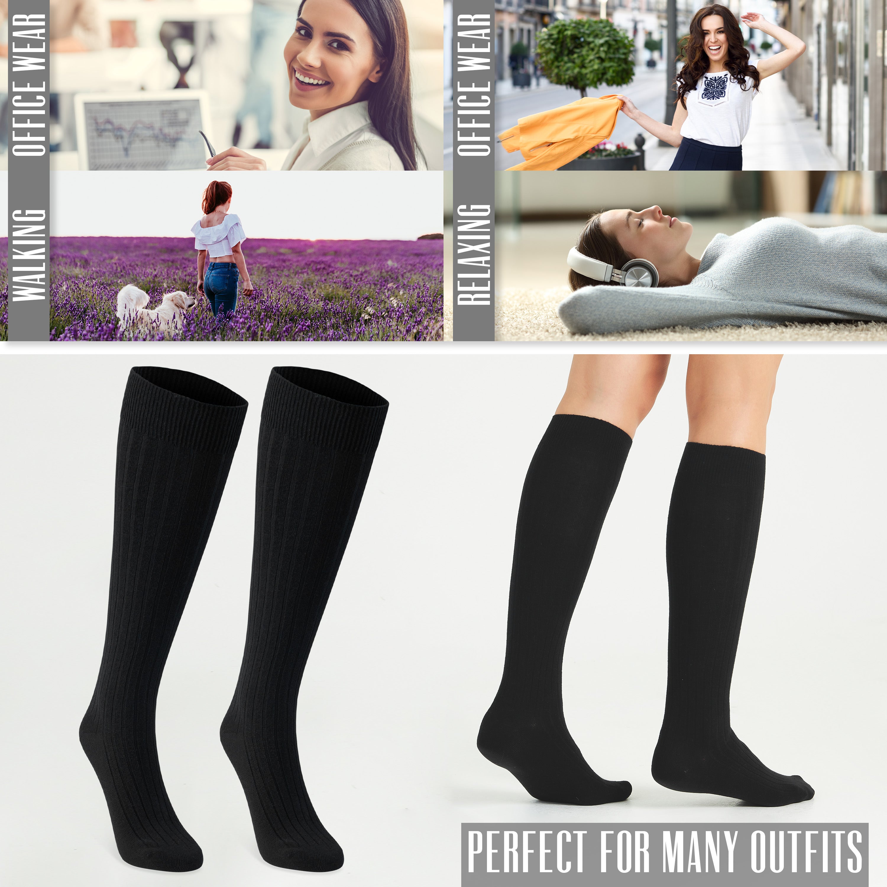 CityComfort Knee High Socks - Knee High Socks for Adults - Get Trend