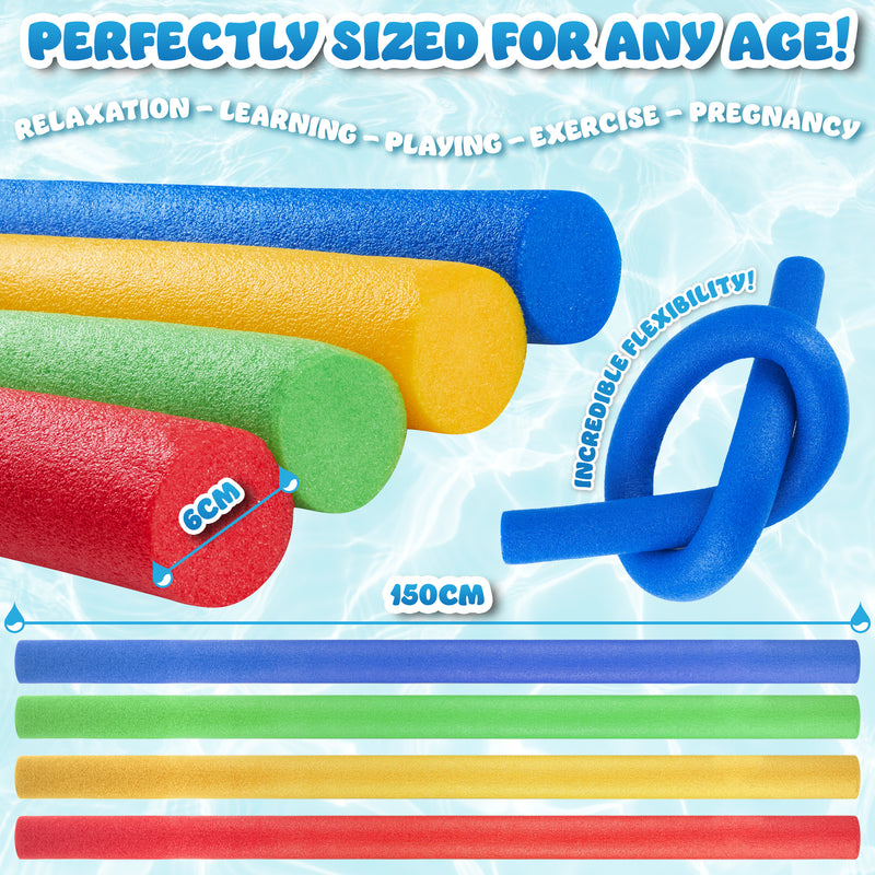 Swimming Pool Noodle for Kids and Adults - 4 Pack