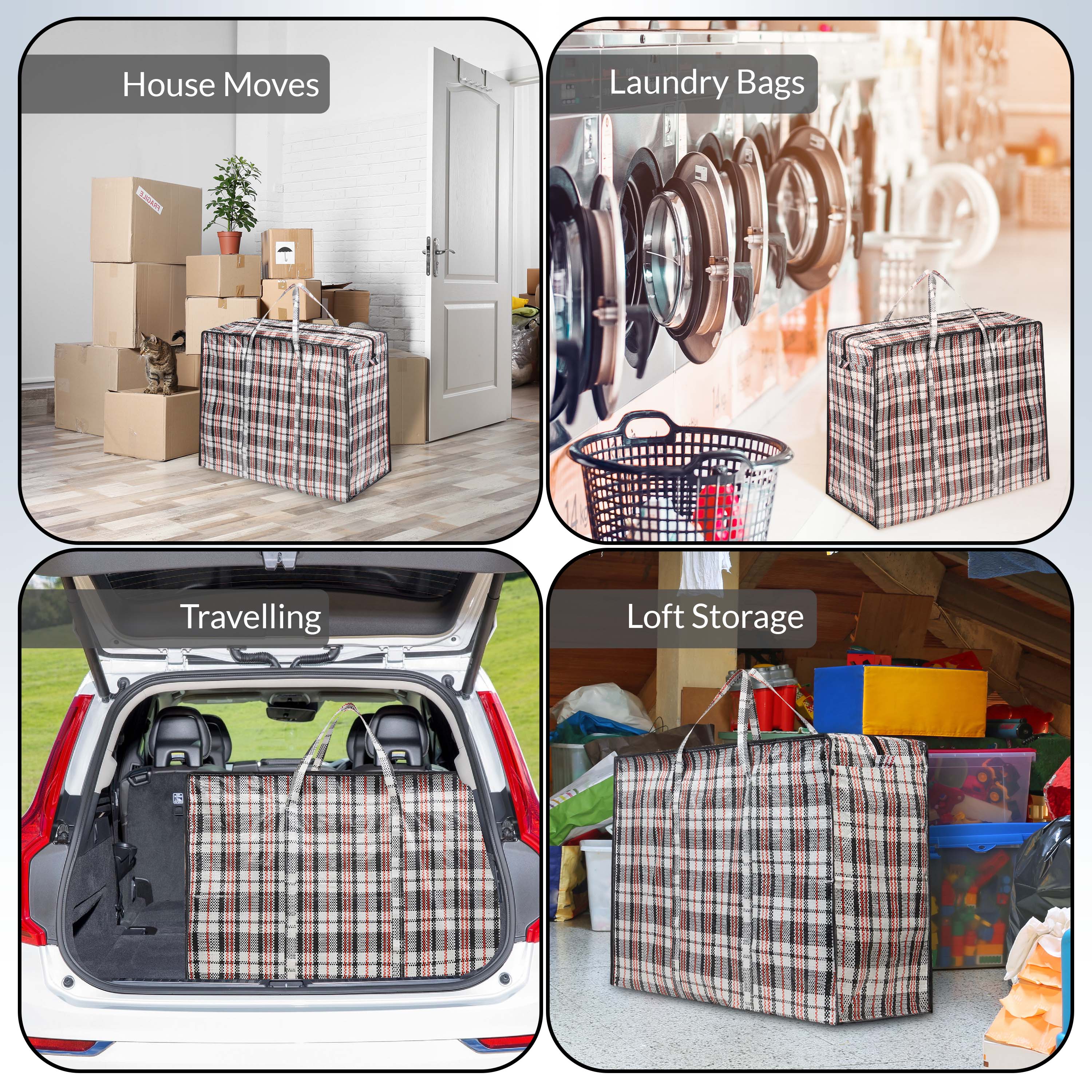 DECO EXPRESS Pack of 8 X Large STRONG Storage Laundry Shopping Bags - Get Trend