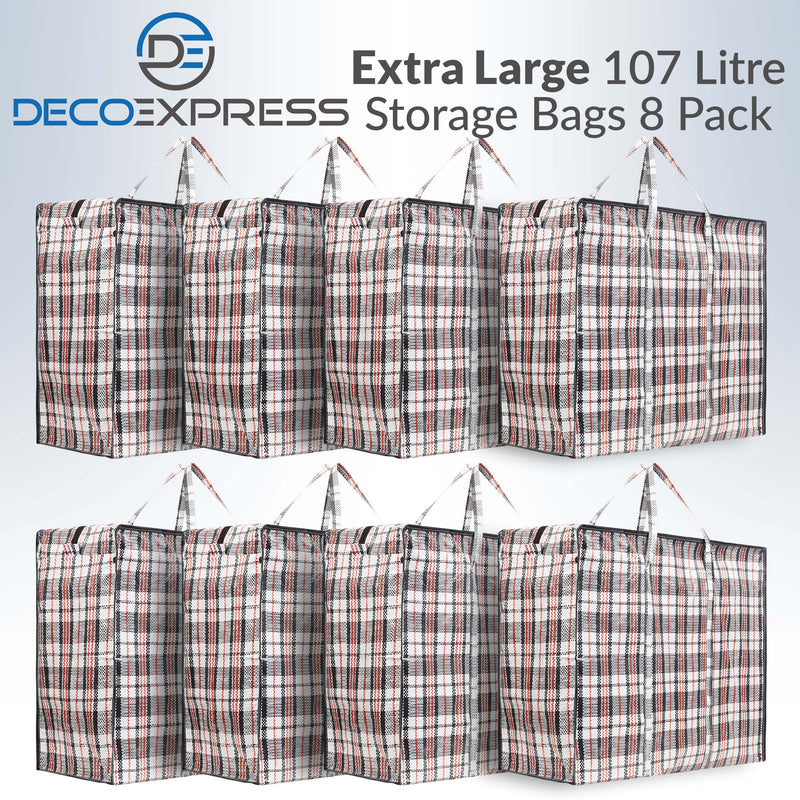 DECO EXPRESS Pack of 8 X Large STRONG Storage Laundry Shopping Bags - Get Trend