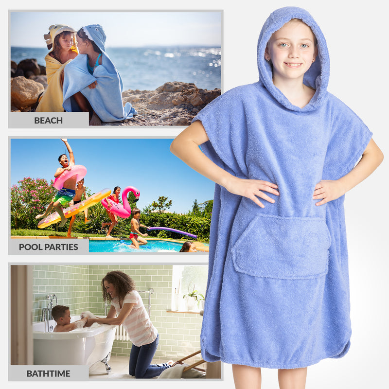 CityComfort Hooded Towelling Poncho with Pockets for Boys and Girls - Get Trend