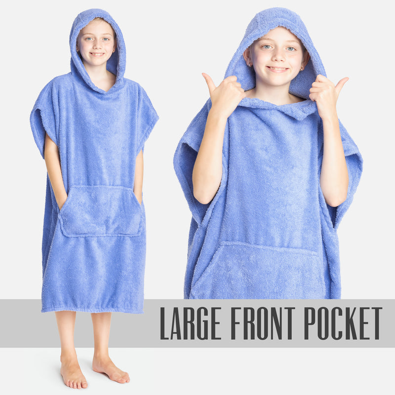CityComfort Hooded Towelling Poncho with Pockets for Boys and Girls - Get Trend