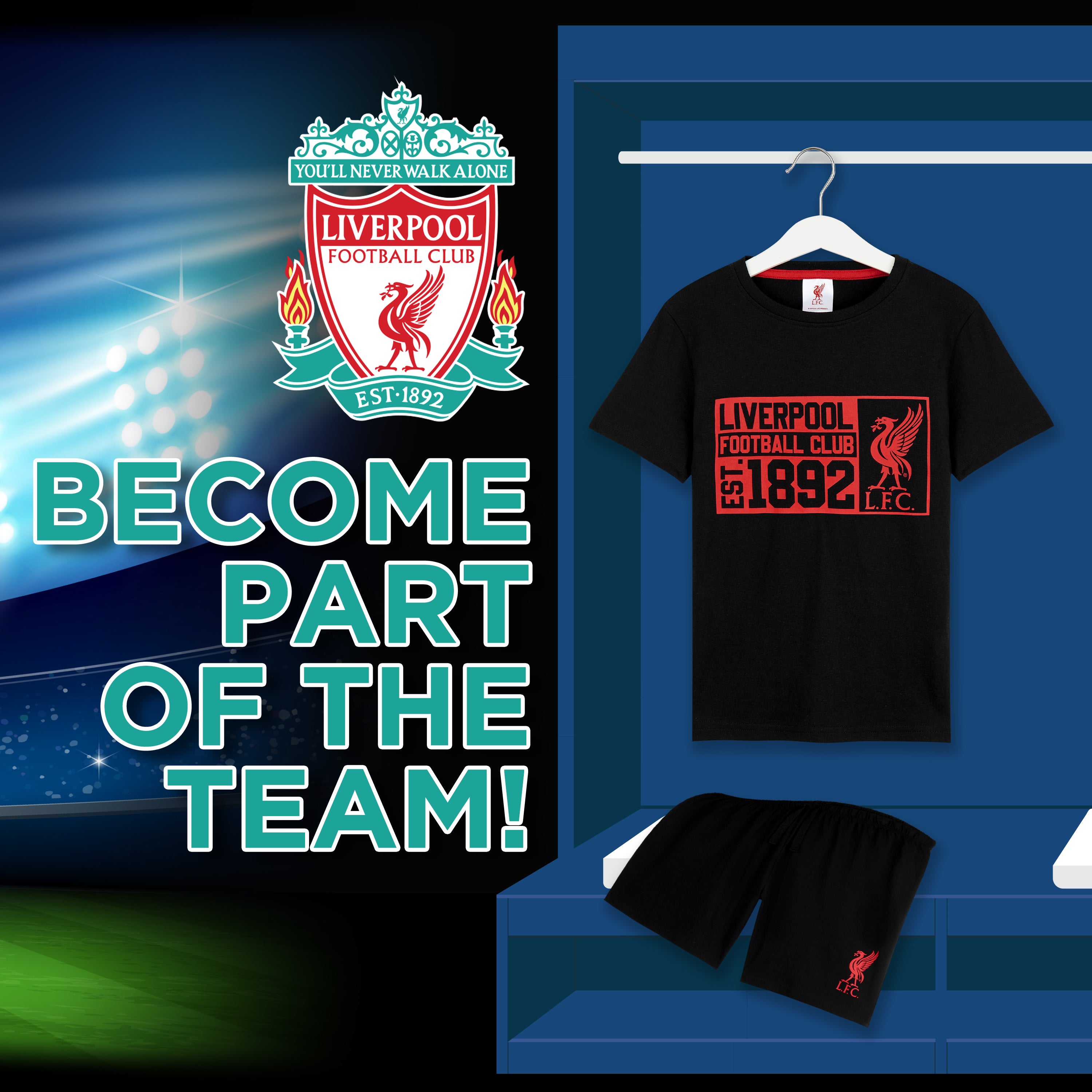 Liverpool F.C. Boys Pyjamas, Football Merchandise, Short Kids PJs for Summer - Get Trend