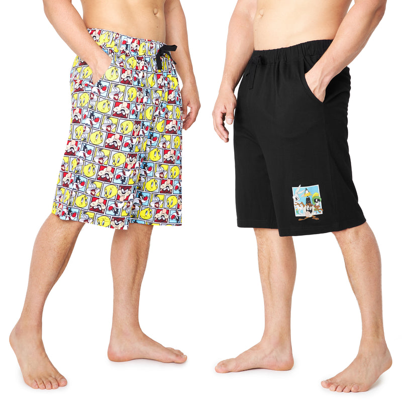 Looney Tunes Mens Shorts, 2 Pack Cotton Lounge Shorts, Summer Clothes For Men