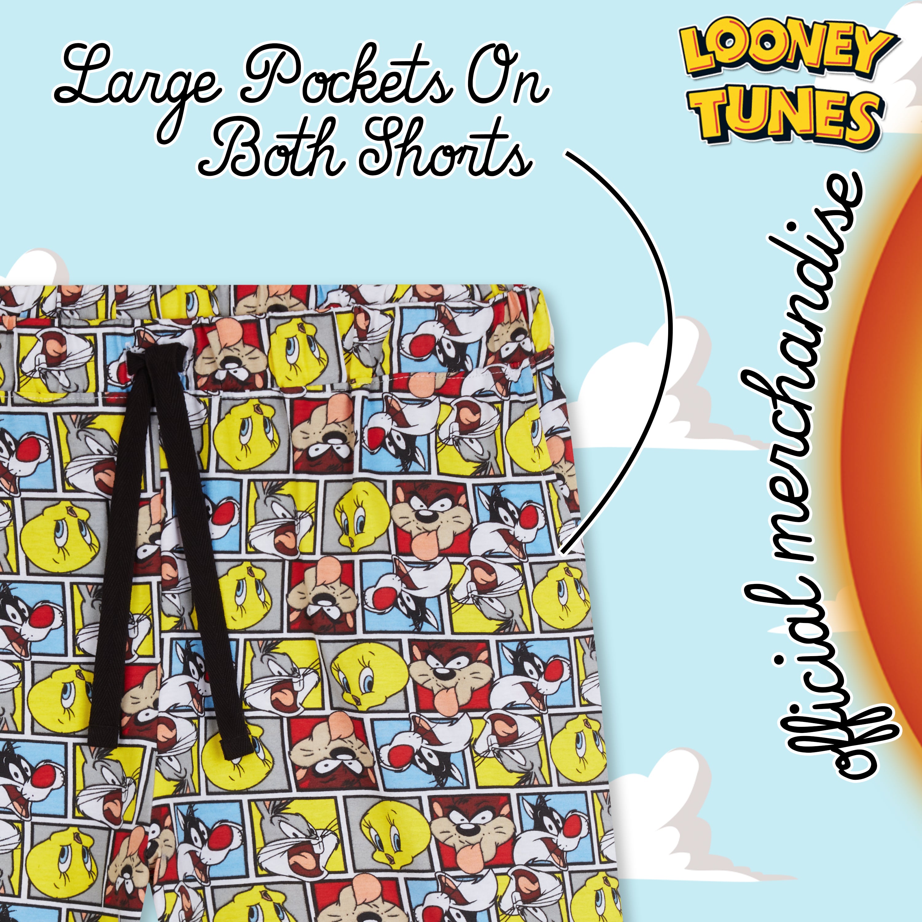 Looney Tunes Mens Shorts, 2 Pack Cotton Lounge Shorts, Summer Clothes For Men - Get Trend
