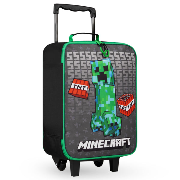 Minecraft Kids Suitcase for Boys and Girls Foldable Hand Luggage Gamer Travel Bag with Wheels - Get Trend