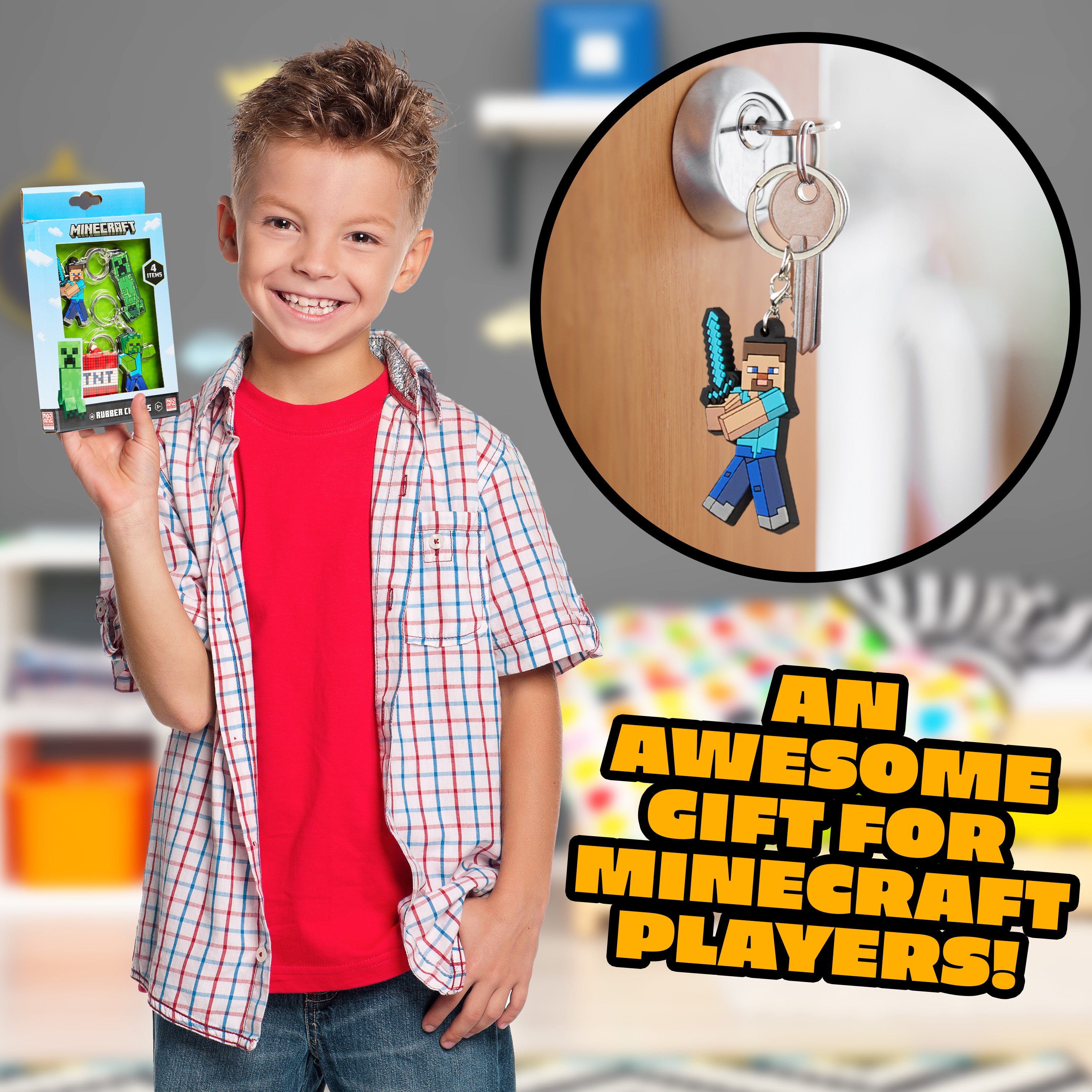 Minecraft Collectable Key Rings Minecraft Keyring - Set of 4 Gaming Keyrings for Kids – Get Trend