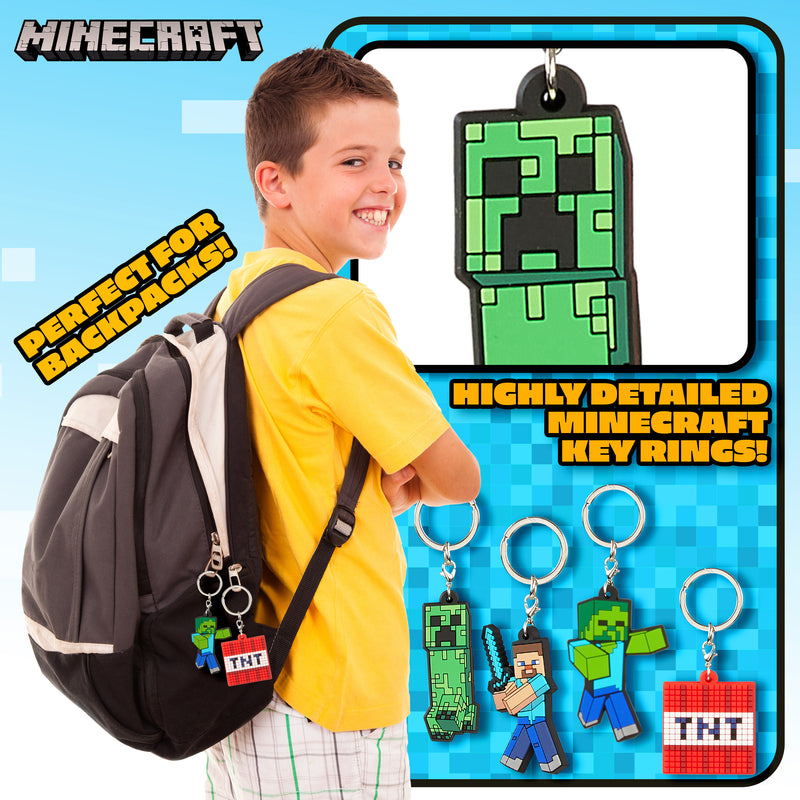 Minecraft Keyring - Set of 4 Gaming Keyrings for Kids