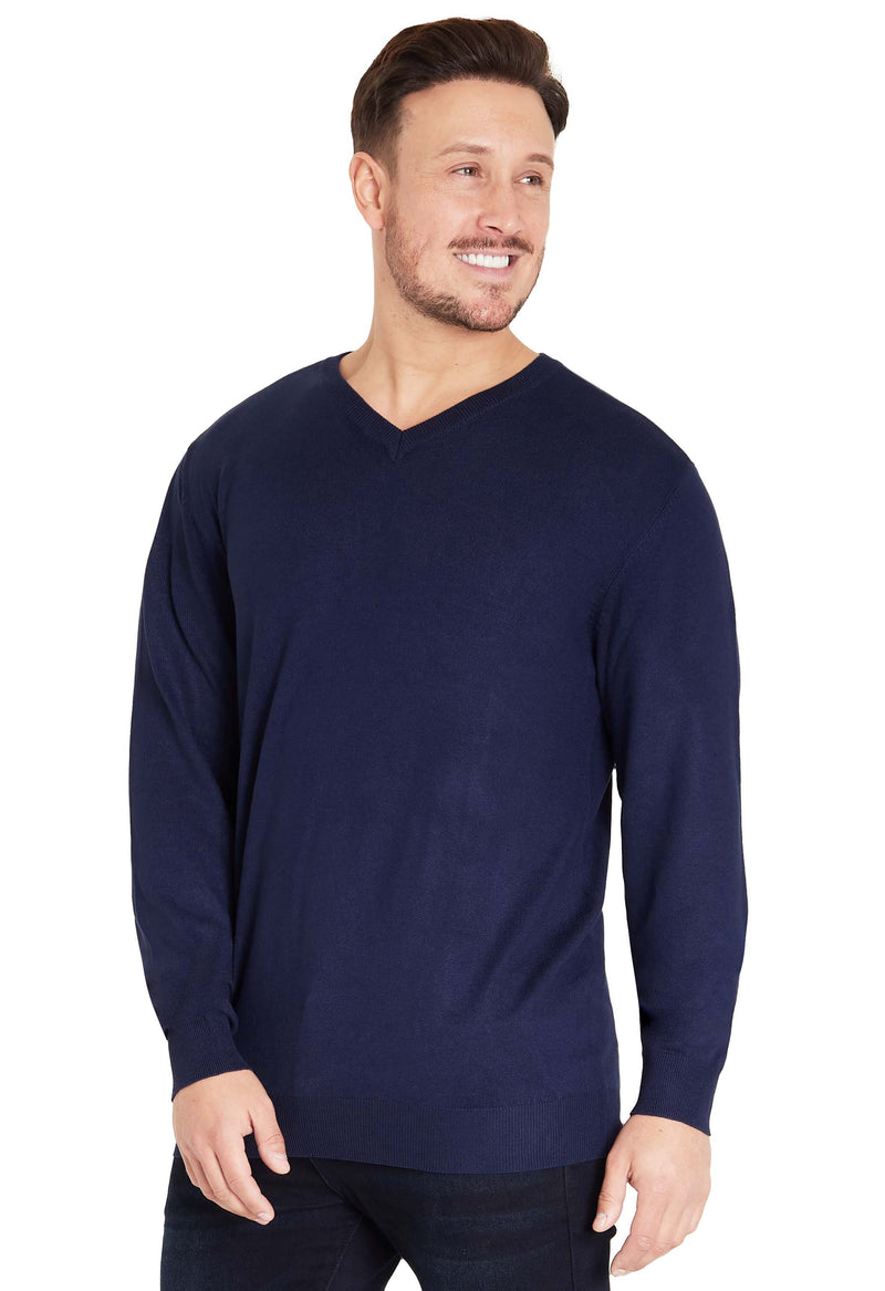 CityComfort Mens Jumper, NAVY V-Neck Pullover Winter Sweater