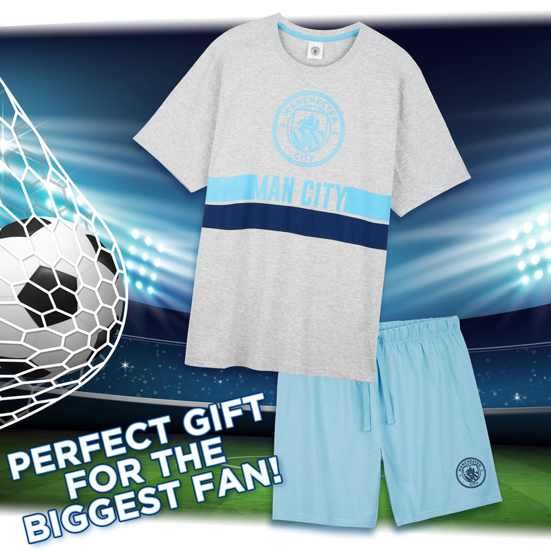 Manchester City F.C. Mens Pyjamas Cotton Official Football Gifts for Men