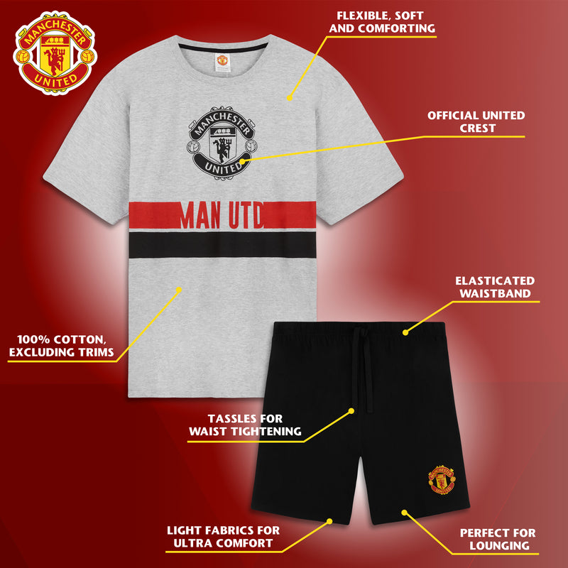 Manchester United F.C. Mens Pyjamas Cotton Official Football Gifts for Men