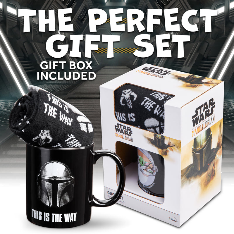 The Mandalorian Mug and Socks Set, Mug Gift Set -This is The Way Black