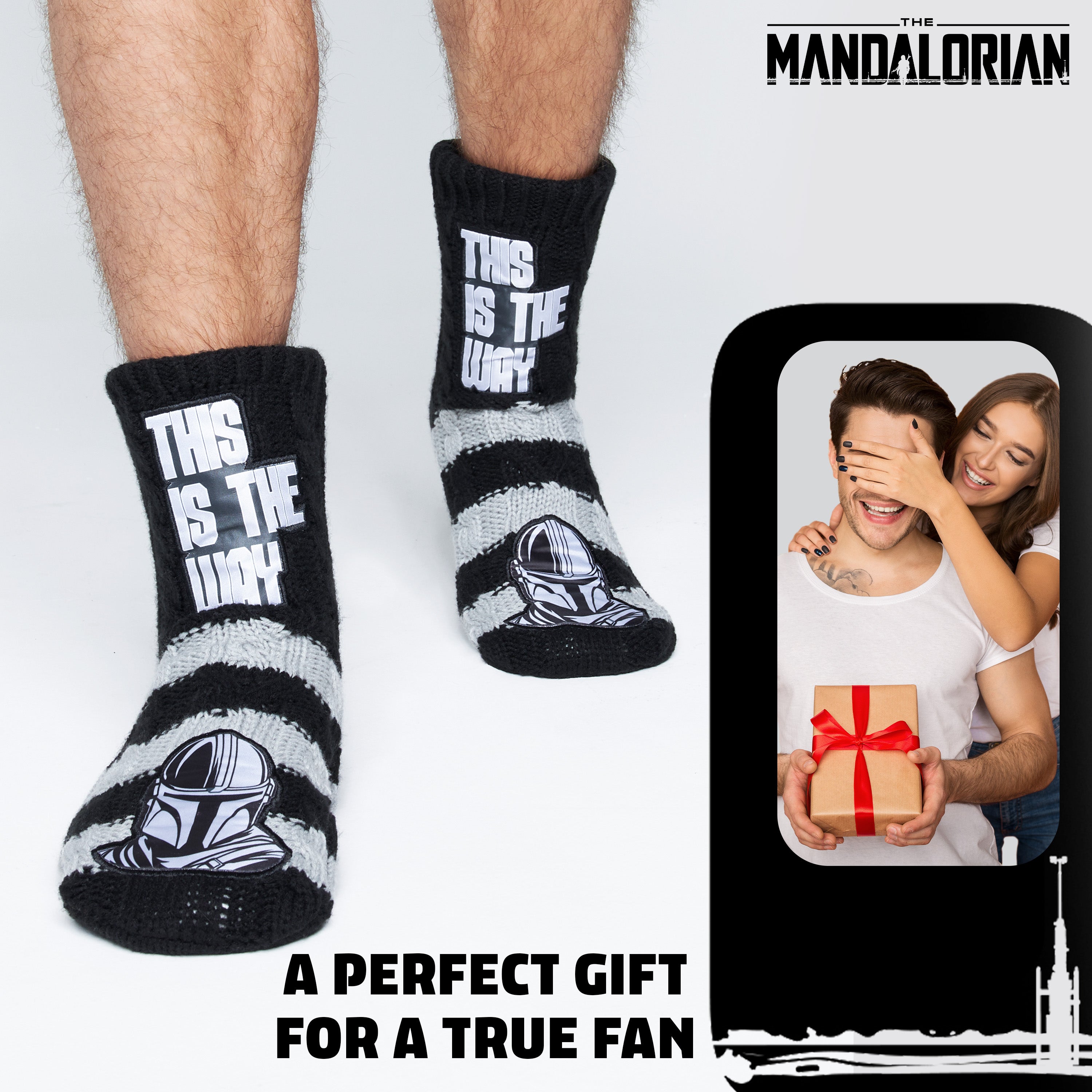 Disney The Mandalorian Fluffy Socks, Baby Yoda Mens Slipper Socks, Warm Knitted Socks - Get Trend