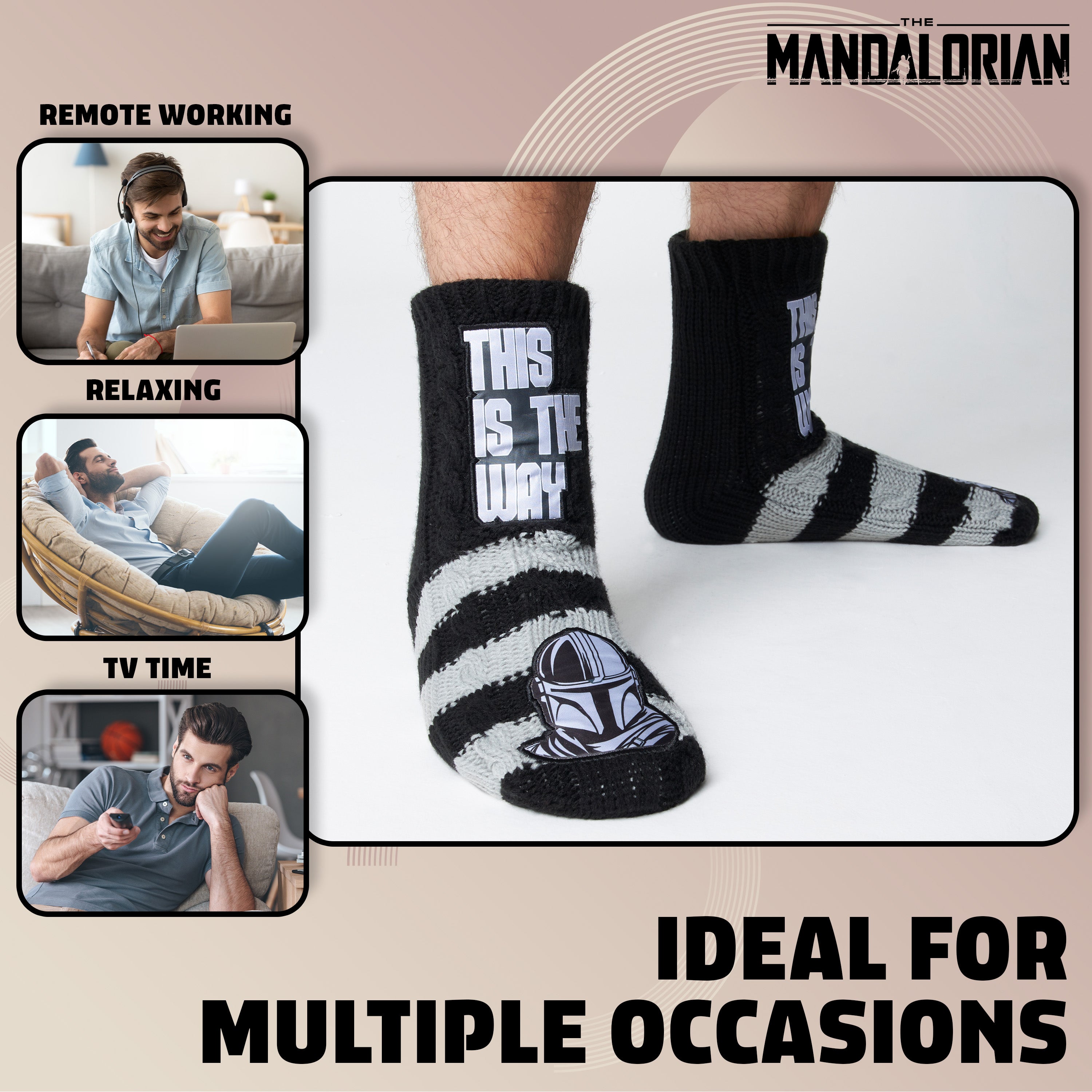 Disney The Mandalorian Fluffy Socks, Baby Yoda Mens Slipper Socks, Warm Knitted Socks - Get Trend