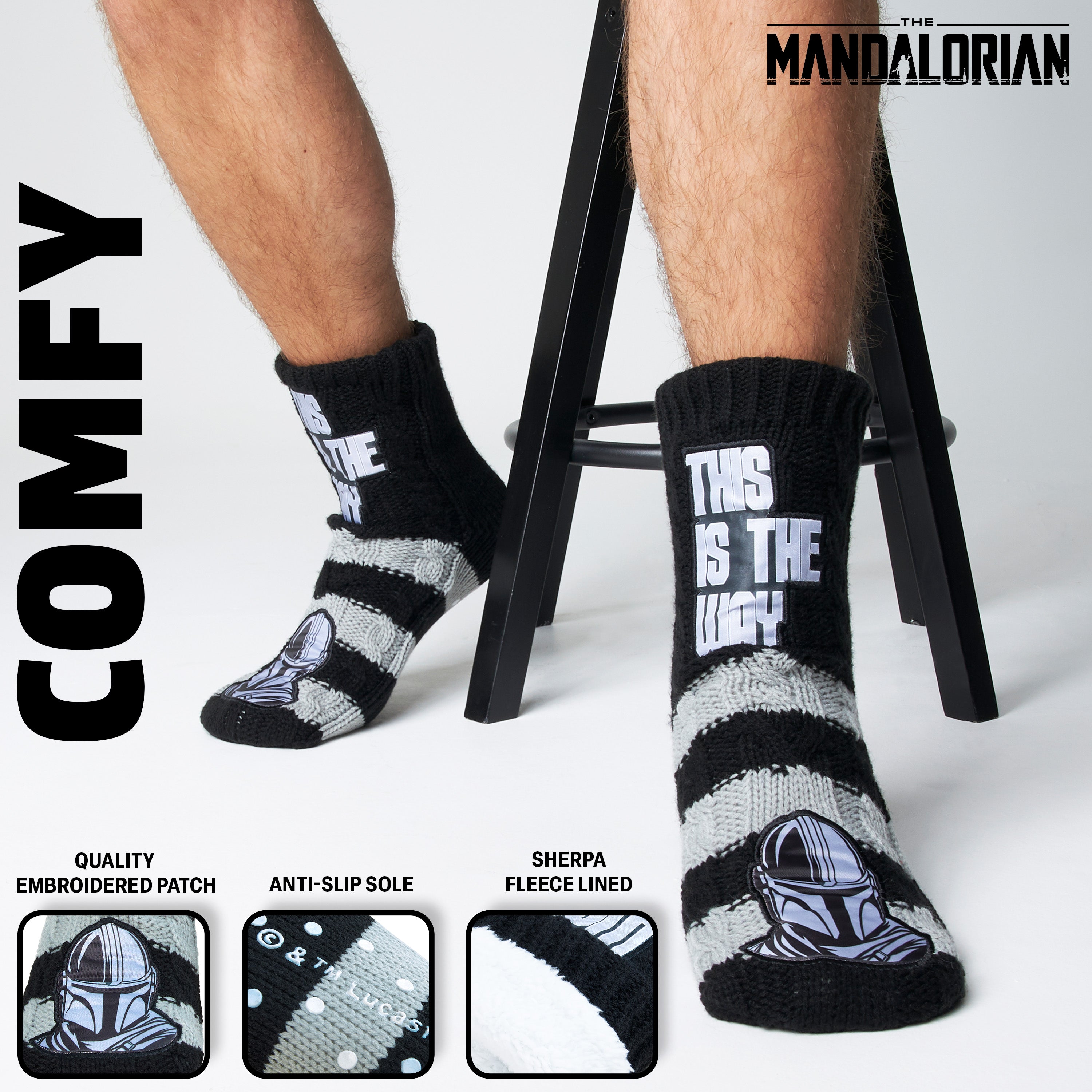 Disney The Mandalorian Fluffy Socks, Baby Yoda Mens Slipper Socks, Warm Knitted Socks - Get Trend