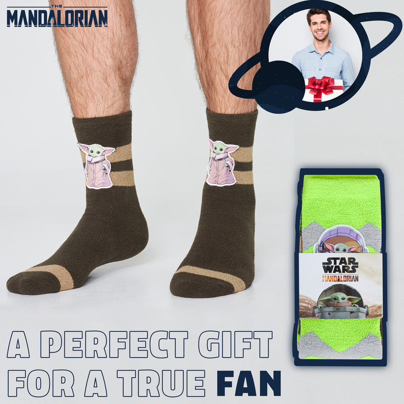 Disney The Mandalorian Fluffy Socks Multipack Mens Slipper Socks, Baby Yoda Gifts for Men