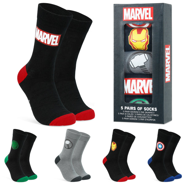 Marvel Mens Socks Soft Breathable Avengers 5 Pack- Calf Length Crew Socks for Men - Get Trend