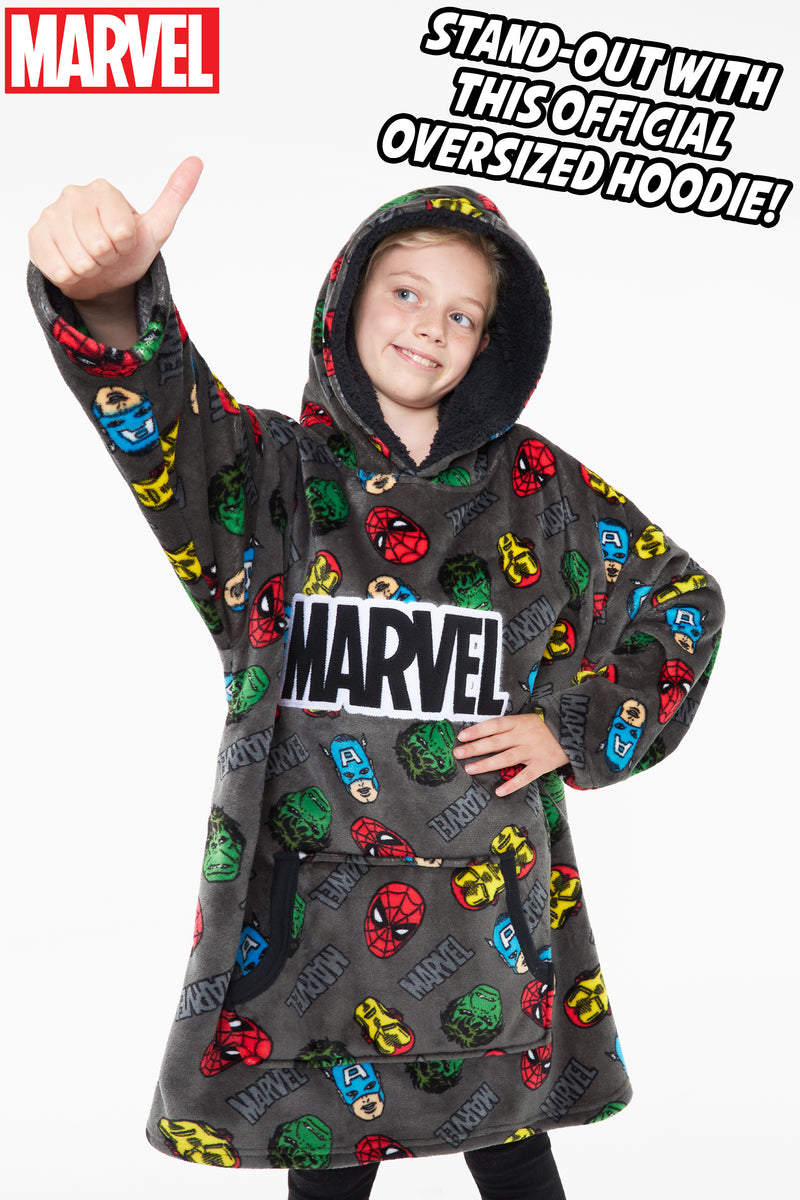 Marvel Hoodies for Boys, Fleece Oversized Blanket Hoodie Avengers