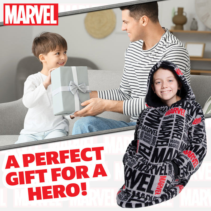 Marvel Oversized Blanket Hoodie Kids Avengers -All Over Print - Get Trend