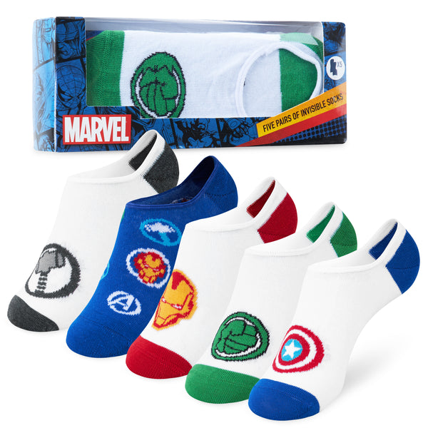 Marvel Invisible Socks for Kids, 5 Pack Avengers No Show Boys Socks