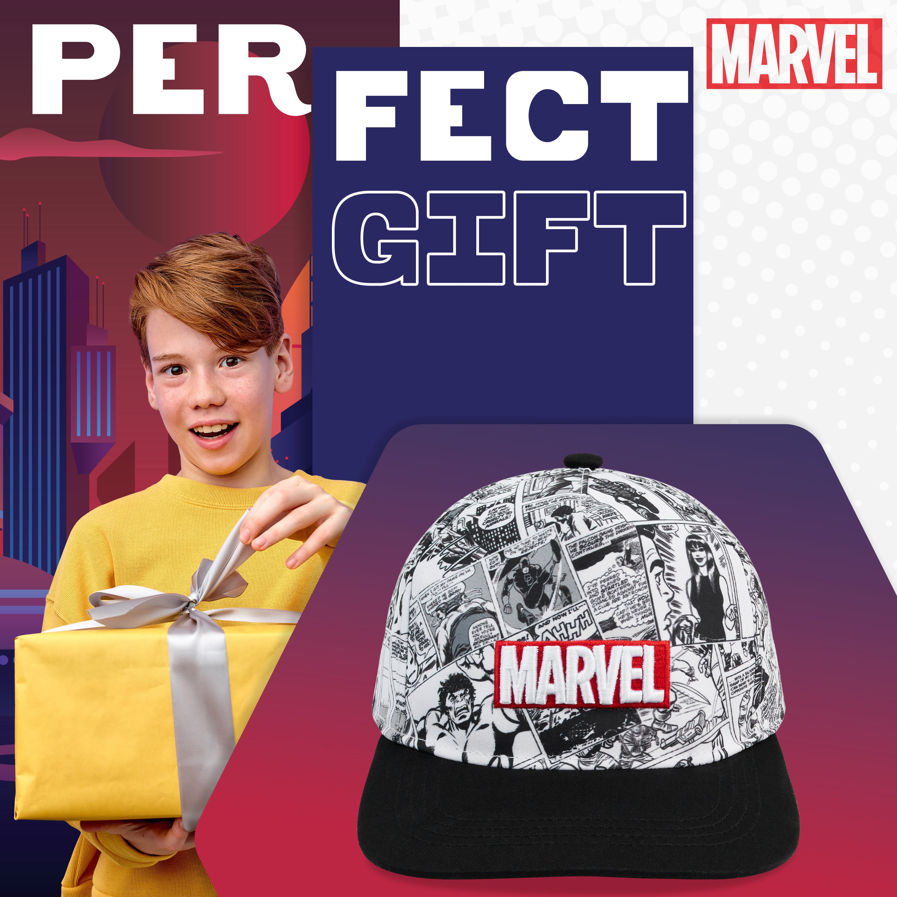 Marvel Baseball Cap for Boys and Teenagers - Black/White - Get Trend