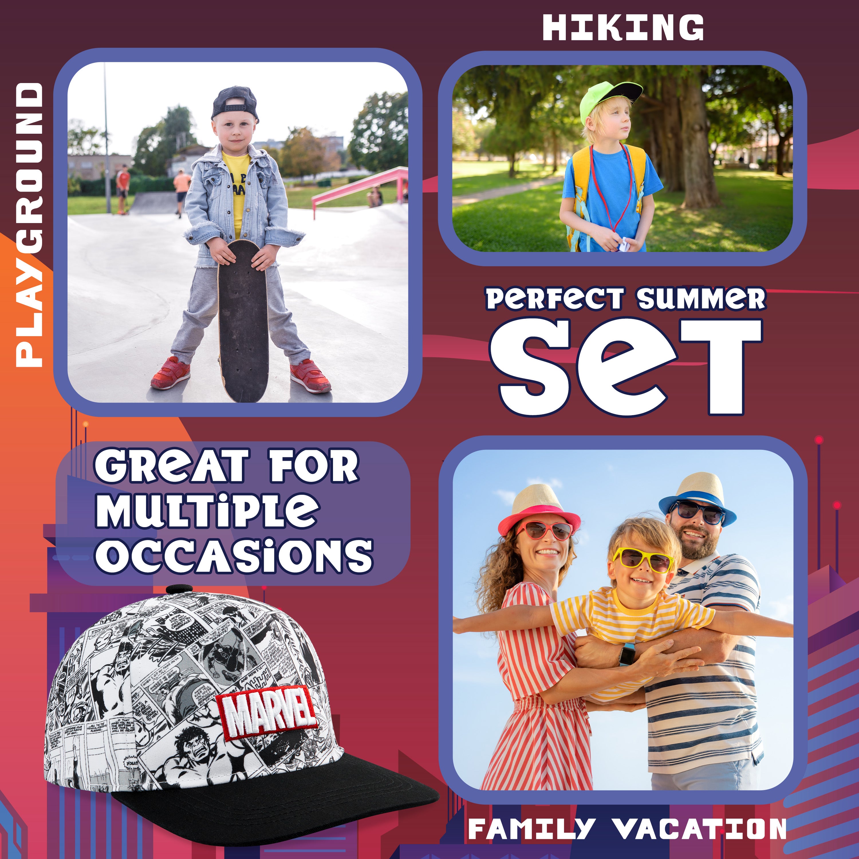 Marvel Baseball Cap for Boys and Teenagers - Black/White - Get Trend