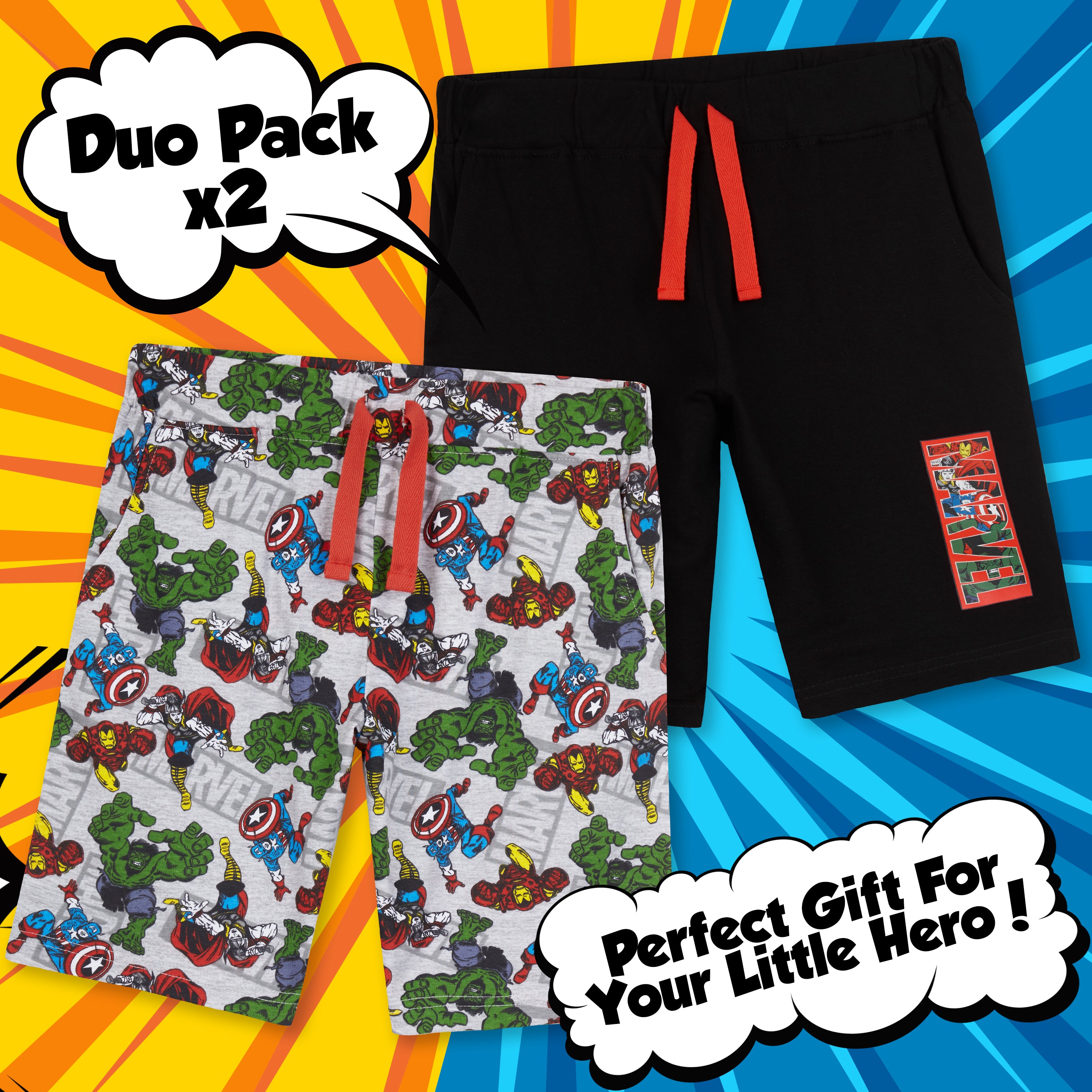 Marvel Avengers Boys Shorts, 2 Pack for Boys Teenagers - Get Trend