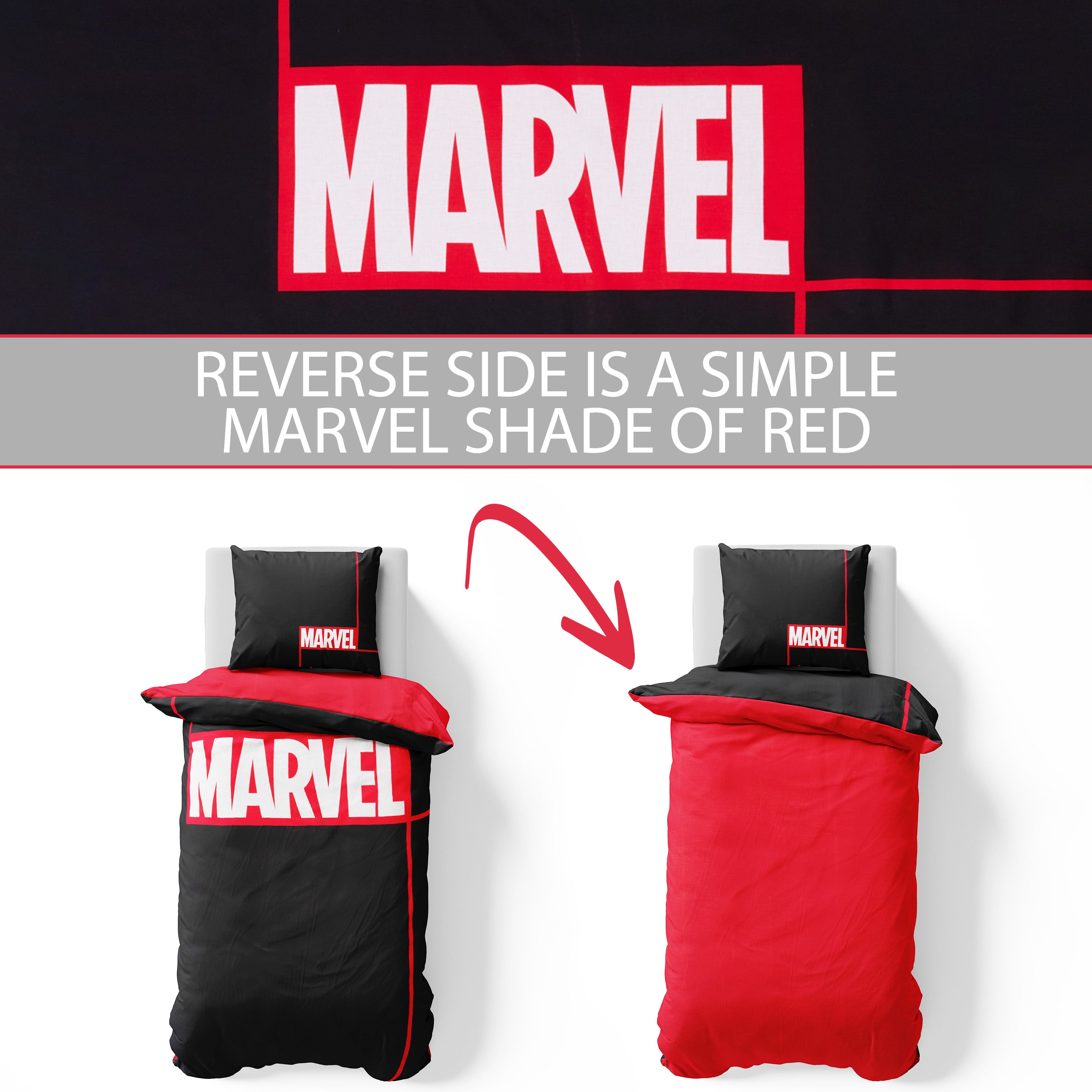 Marvel Kids Bedding Set - Single Duvet Set with Pillow Cases - Get Trend